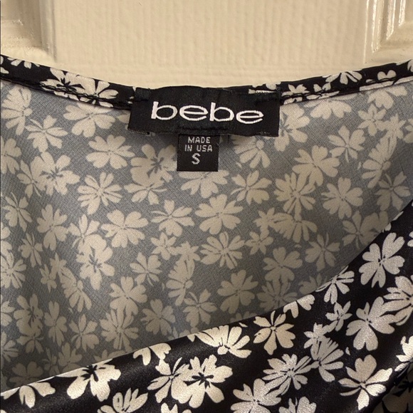 Bebe Black and White Floral Satin Midi Slip Dress S - Picture 5 of 8